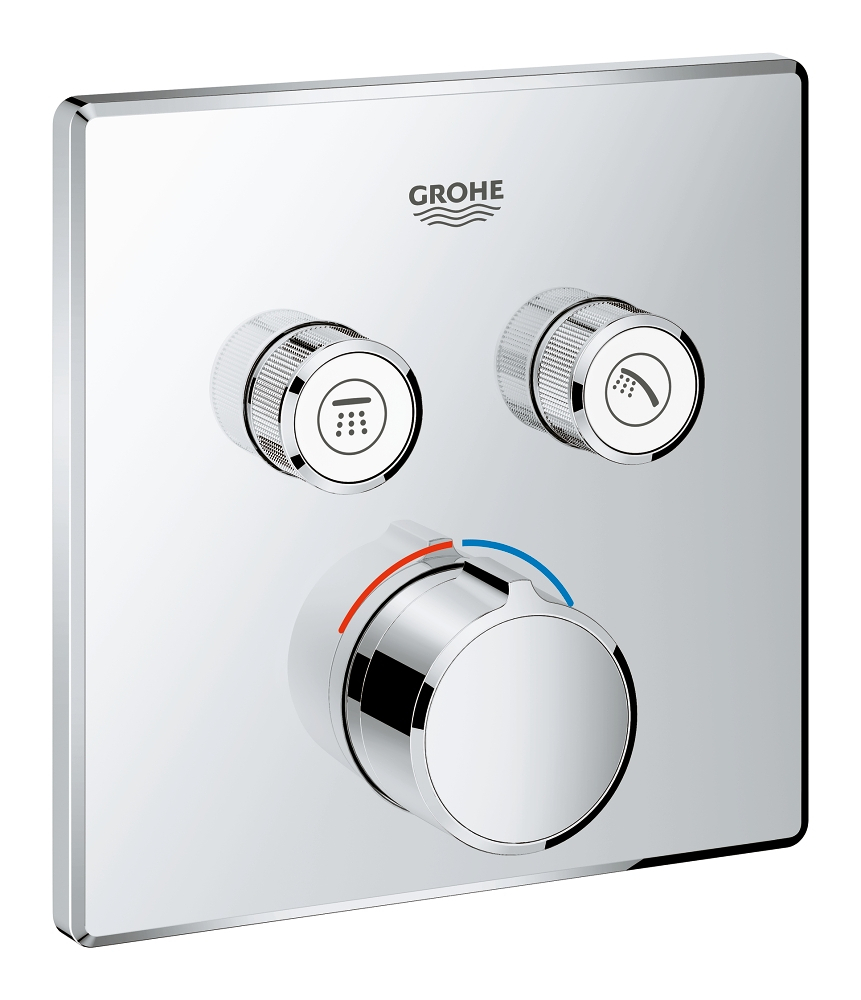 SmartControl Смеситель для ванны/душа, комплект верхней монтажной части для Rapido SmartBox 35 600 000, квадратная розетка, 2 кнопки управления — фото 1