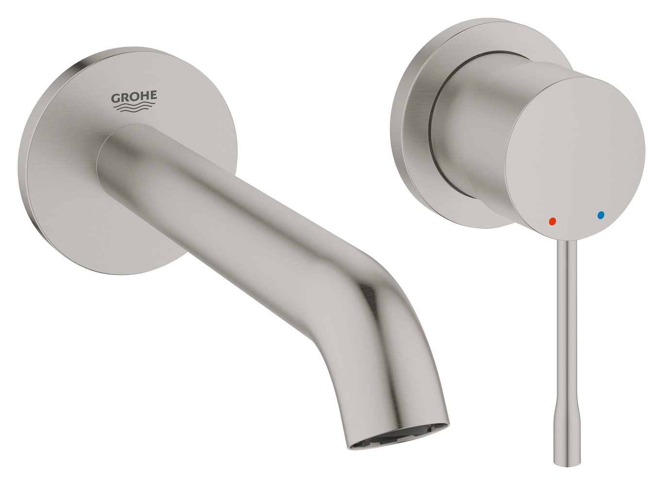 Внешняя панель смесителя GROHE Essence New для раковины, настенный монтаж, на два отверстия, суперсталь (19408DC1)