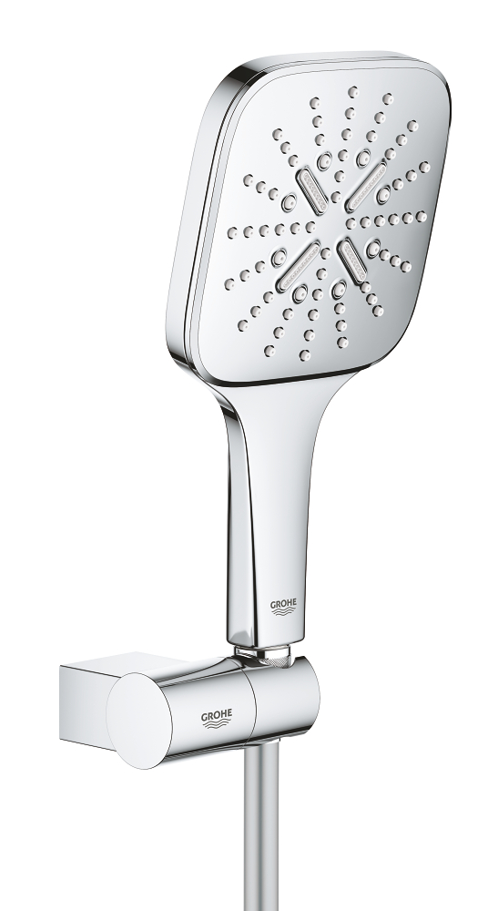 RainShower SmartActive 130 Душевой набор: ручной душ Cube, 3 режима струи, 9.5 л/мин, шланг 1500 мм, настраиваемый держатель — фото 1