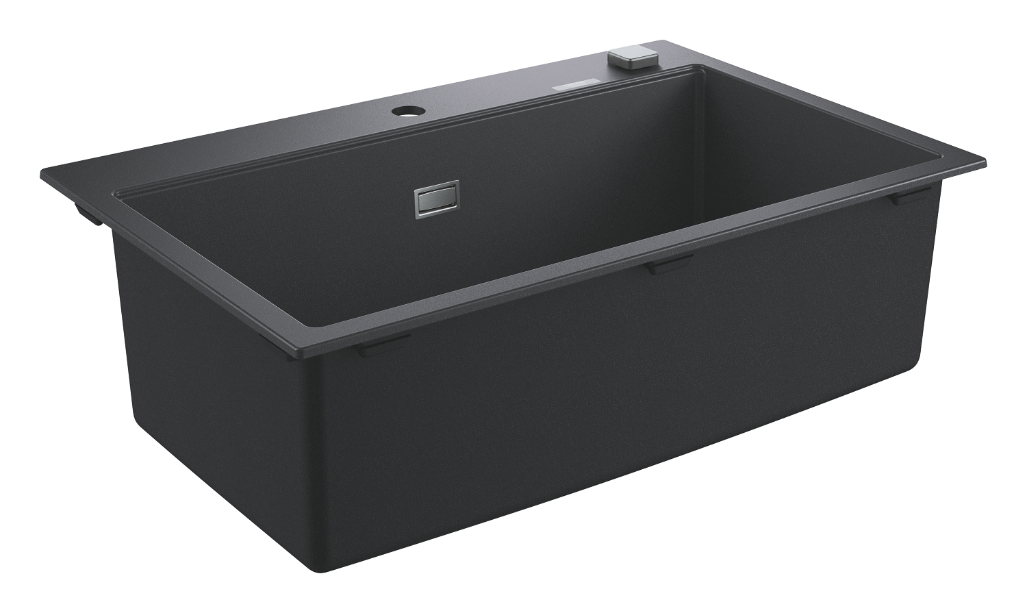 K700 80-C 78/51 1.0 Композитная мойка с одной чашей, с корзинчатым вентилем и автоматическим сливным гарнитуром, черный гранит — фото 1