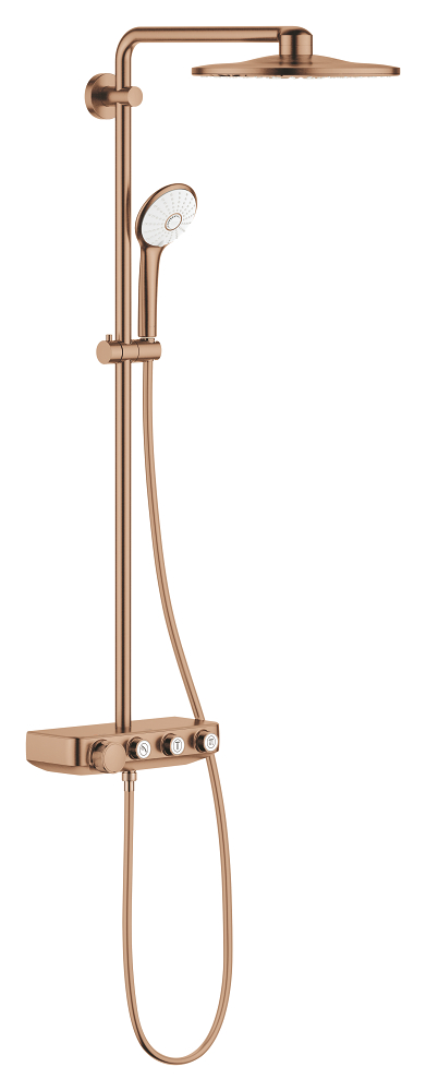 Euphoria SmartControl 310 DUO Душевая система с термостатом, настенный монтаж, полочка, 3 кнопки управления, цвет: теплый закат, матовый, цвет: теплый закат, матовый — фото 1