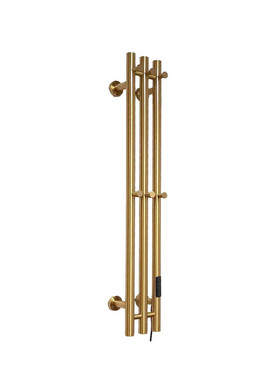 Полотенцесушитель электрический Rein Trio Classic-Brushed Gold 1200*150 мм — фото 1