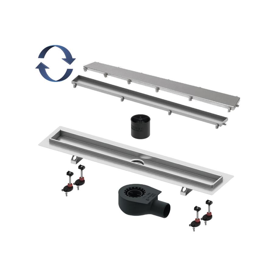 Комплект TECE TECElinus для монтажа дренажного канала 2 в 1 с основой для плитки tile и steel с мембраной Хром матовый 15103069  Подробнее: https://tece-market.ru/drenazhnye-kanaly-tecelinus/tece-tecelinus-dlinoy-600-mm-2-v-1-tilesteel-s-membranoy-1510306 — фото 1