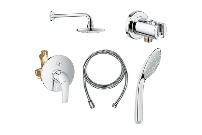 Душевая система GROHE Eurosmart с душевым гарнитуром и верхним душем Tempesta 210, хром 124440 — фото 1