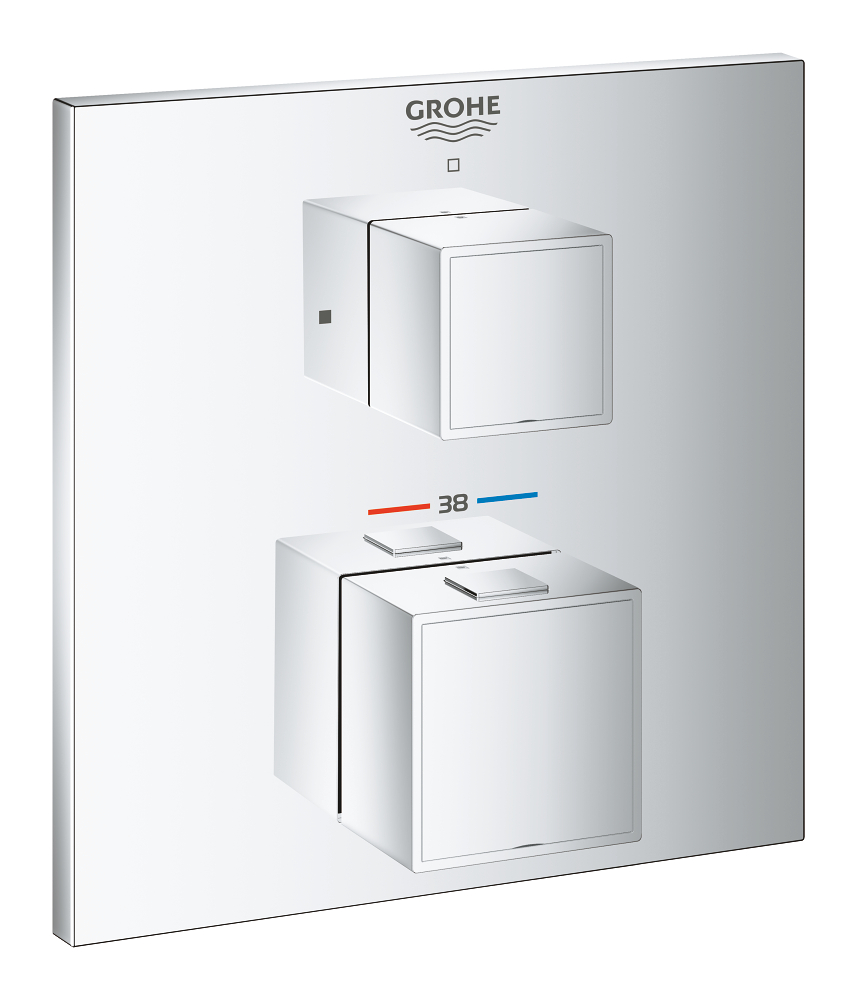 Grohtherm Cube Термостат для душа, квадратная розетка, комплект верхней монтажной части для Rapido SmartBox 35 600 000 — фото 1