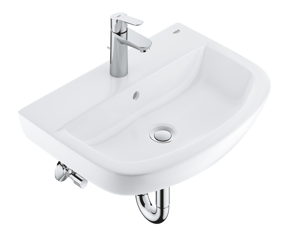 Bau Ceramic Набор: раковина подвесная 55 см (39440000), Starte Edge Смеситель для раковины (23342000), Сифон для раковины (28947000), угловые вентили (22039000) — фото 1