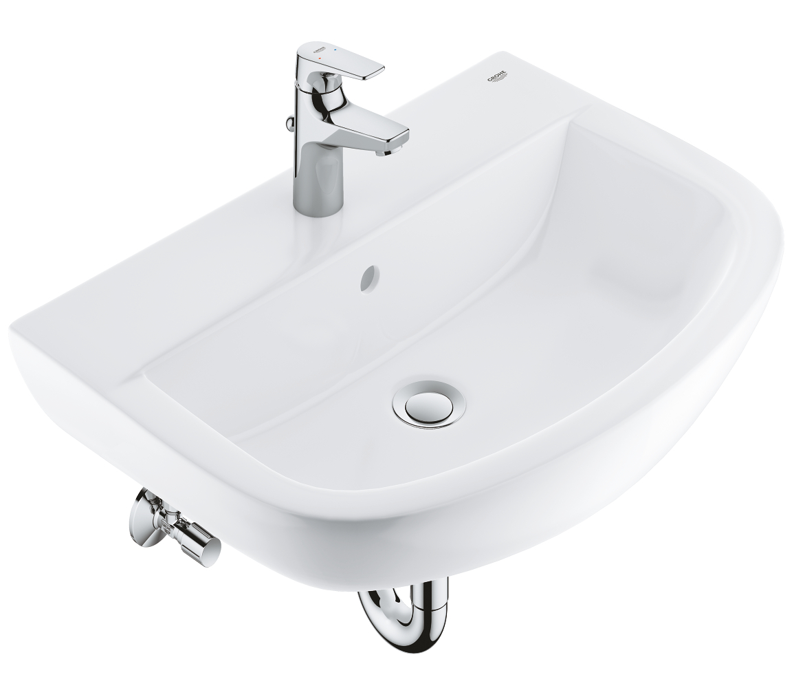 Bau Ceramic Набор: раковина подвесная 60 см (39421000), Start Flow Смеситель для раковины (23809000), Сифон для раковины (28947000), угловые вентили (22039000) — фото 1