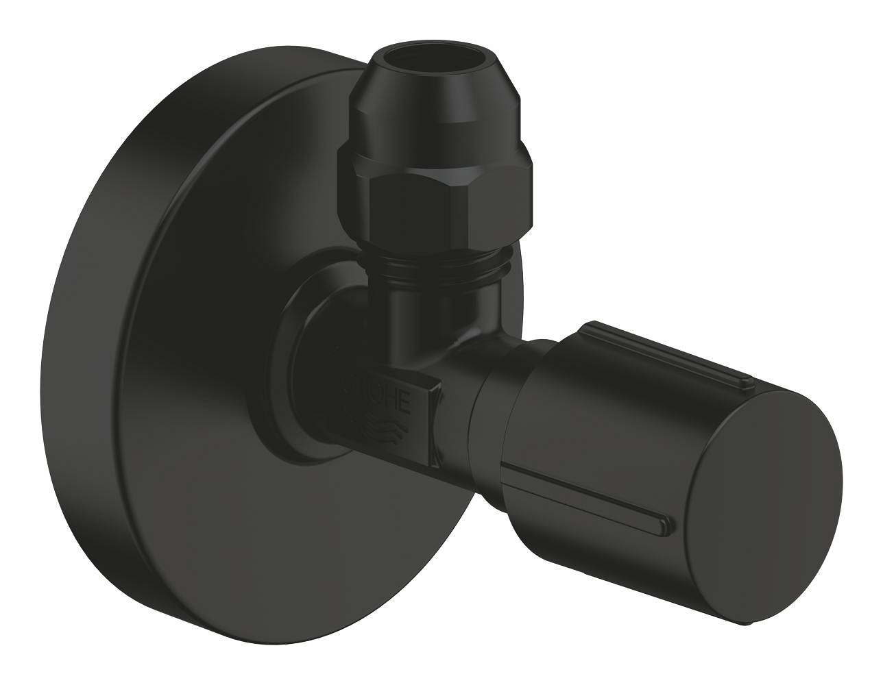 Угловой вентиль GROHE с металлической розеткой 1/2" х 3/8" матовый черный (220732430)