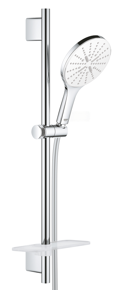 RainShower SmartActive 150 Душевой гарнитур: круглый ручной душ, 3 режима струи, душевая штанга 600 мм, полочка, 9.5 л/мин, цвет: Белая Луна — фото 1