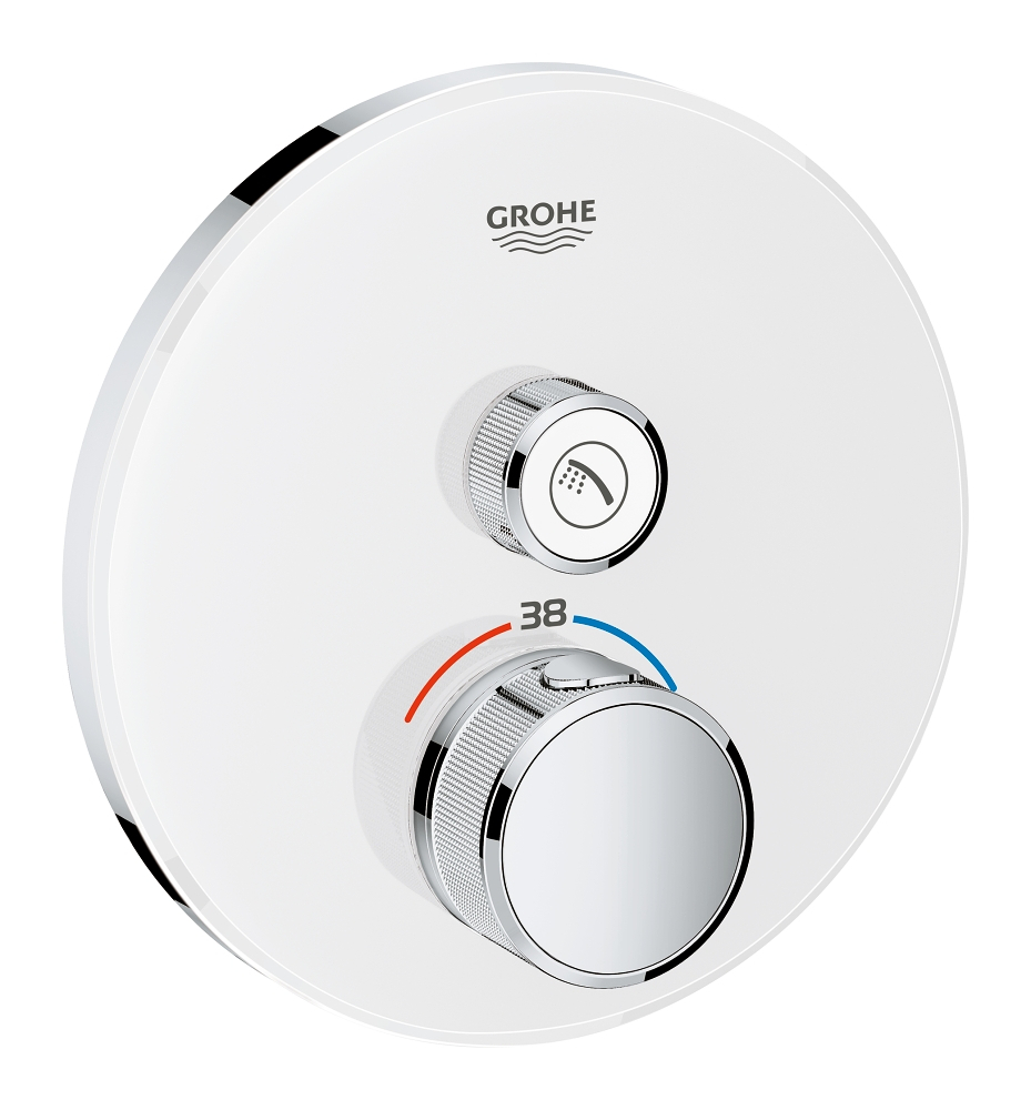 Grohtherm SmartControl Термостат для ванны/душа, комплект верхней монтажной части для Rapido SmartBox 35 600 000, круглая розетка, 1 кнопка управления — фото 1