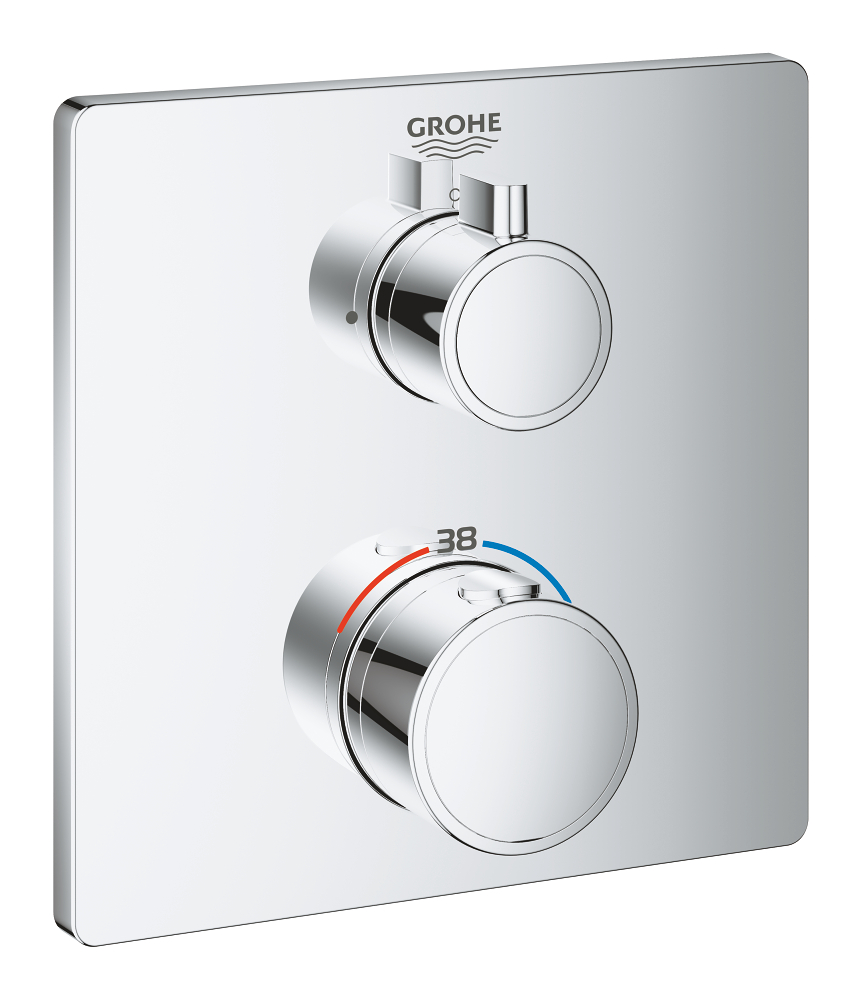 Grohtherm Термостат для душа, квадратная розетка, комплект верхней монтажной части для Rapido SmartBox 35 600 000 — фото 1