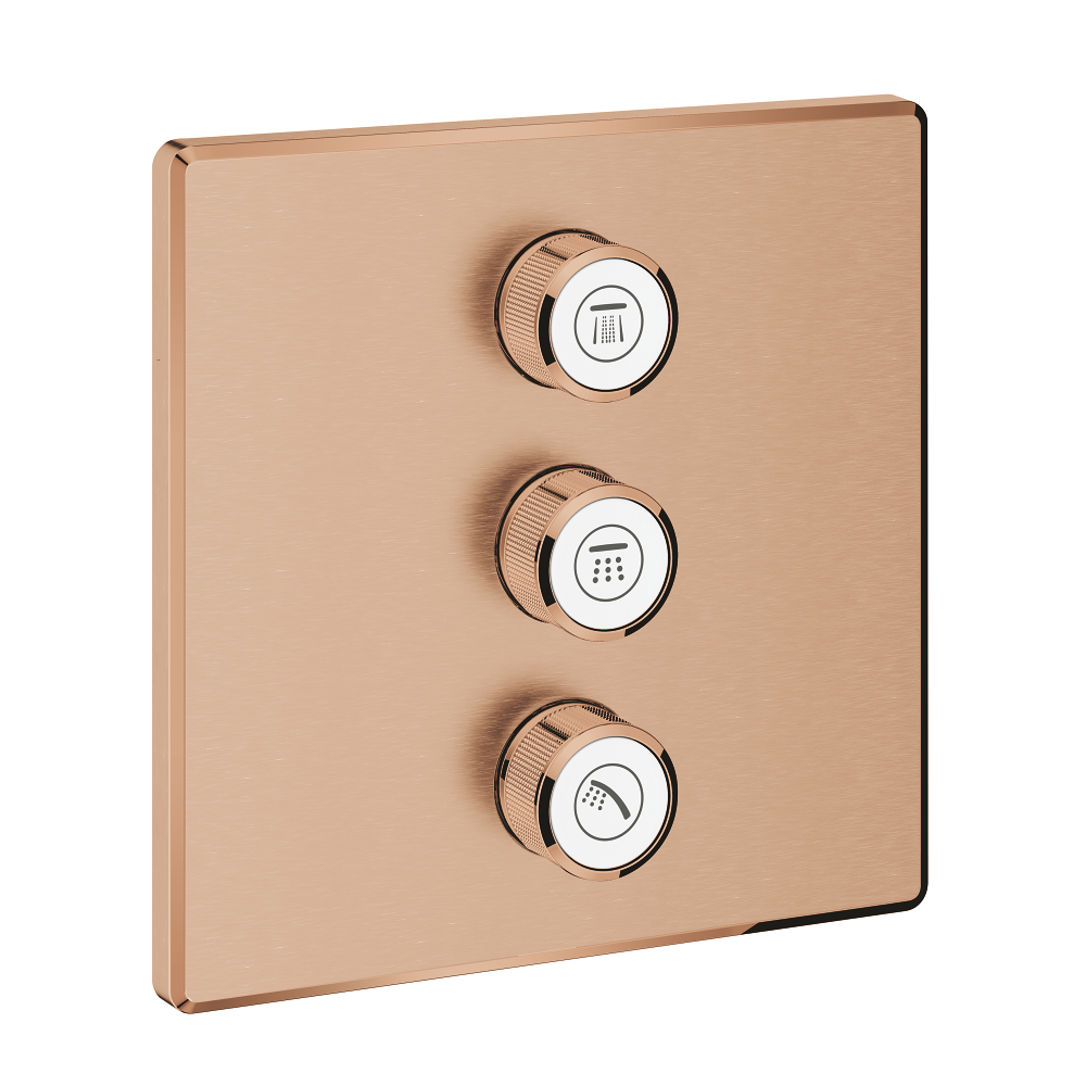 Smart Control Комплект верхней монтажной части для вентиля на 3 выхода для Rapido SmartBox 35 600 000, квадратная розетка, цвет: теплый закат, матовый — фото 1