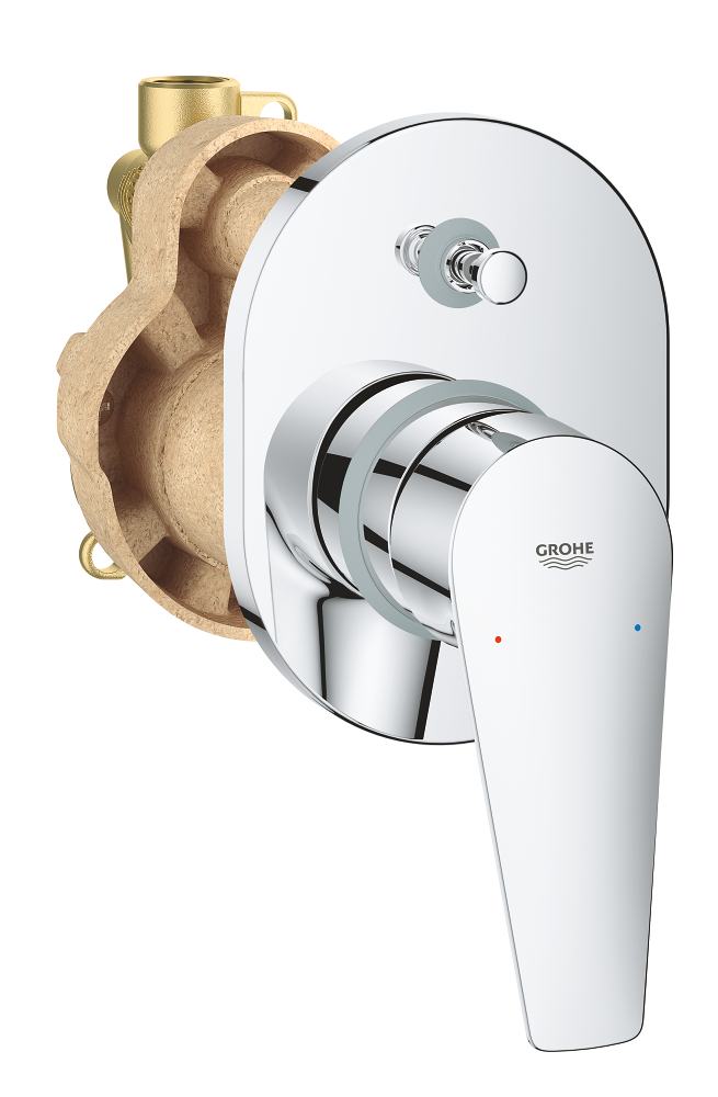 BauEdge Смеситель однорычажный для ванны, овальная розетка, со встраиваемым механизмом — фото 1