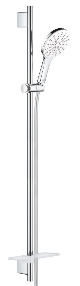 RainShower SmartActive 130 Душевой гарнитур: круглый ручной душ, 3 режима струи, душевая штанга 900 мм, полочка, цвет: Белая Луна — фото 1