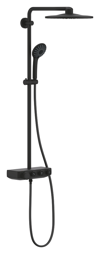 Euphoria SmartControl 310 DUO Душевая система с термостатом, настенный монтаж, полочка, 3 кнопки управления, цвет Фантомный чёрный — фото 1