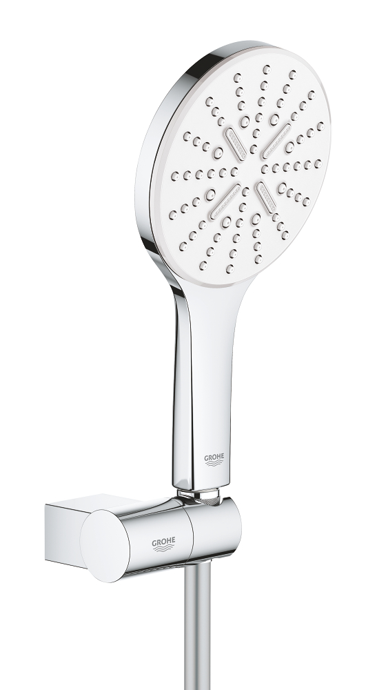 RainShower SmartActive 130 Душевой набор: круглый ручной душ, 3 режима струи, 9.5 л/мин, шланг 1500 мм, настраиваемый держатель, цвет: Белая Луна — фото 1