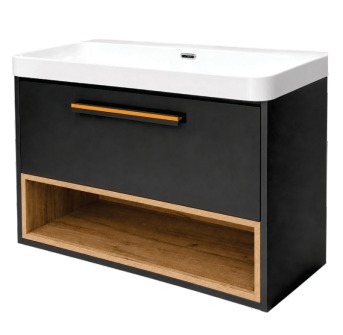 Тумба подвесная LAMIS CAPETOWN CRAFT 700мм чёрный / слоновая кость — фото 1