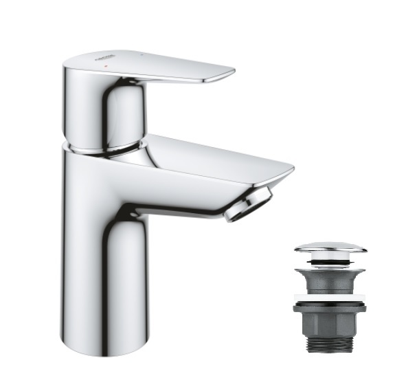 23895001 *Смеситель для раковины GROHE BauEdge, с нажимным донным клапаном, S-size, хром