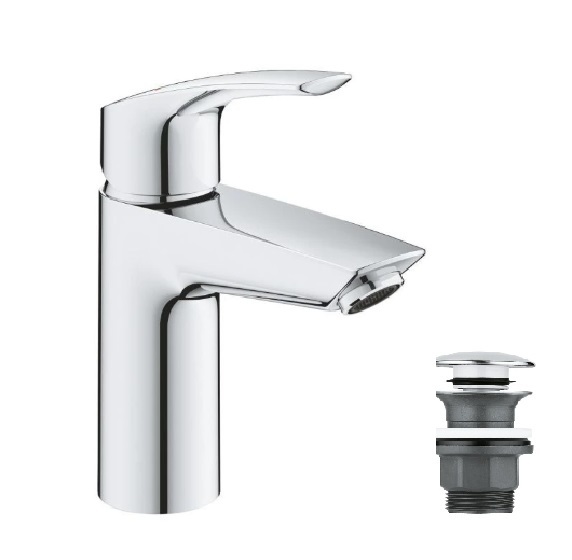 23922003 *Смеситель для раковины GROHE Eurosmart c нажимным донным клапаном, S-Size, хром