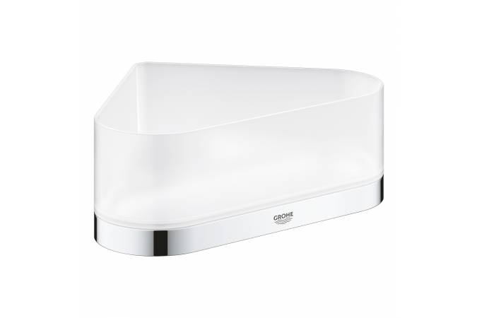 41038000 *Полочка для душа GROHE Selection, угловая, с держателем, хром/прозрачный белый