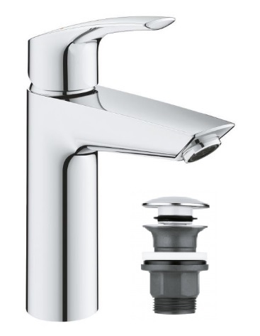 23923003 *Смеситель для раковины GROHE Eurosmart, с нажимным донным клапаном, M-Size, хром