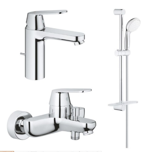 1000179 *Комплект смесителей GROHE Eurosmart Cosmopolitan для раковины, ванны, душ гарнитура, хром
