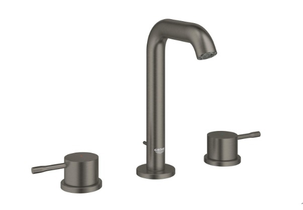 20296AL1 *Смеситель для раковины GROHE Essence на 3 отверстия с донным клапаном, темный графит матов